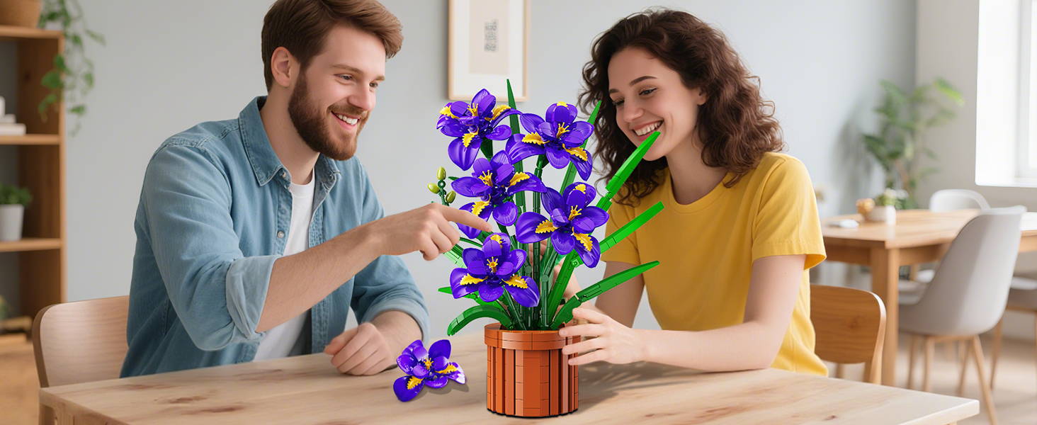 2 in 1 Morning Glory Bonsai Building Blocks Plants Arrangement